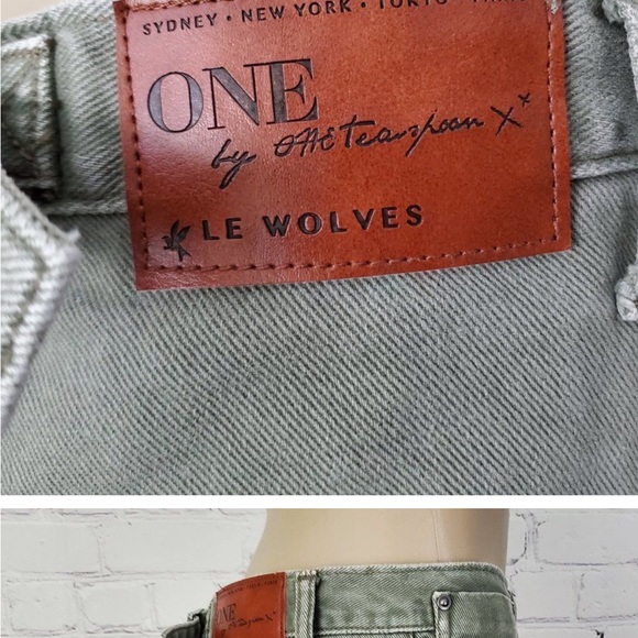 𝅺One Teaspoon Le Wolves Shorts Green Super Khaki 26 - Picture 6 of 6